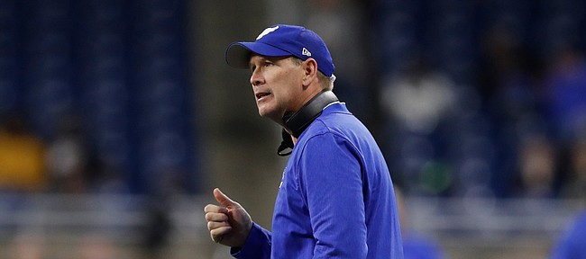 The University of Kansas hired former Buffalo head coach Lance Leipold on April 30, 2021. Leipold is pictured in this file photo during the second half of the Mid-American Conference championship NCAA college football game against Northern Illinois, Friday, Nov. 30, 2018, in Detroit. (AP Photo/Carlos Osorio)



