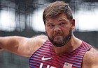 Mason Finley, of United States, competes in his heat of the men's discus throw at the 2020 Summer Olympics, Friday, July 30, 2021, in Tokyo. (AP Photo/David J. Phillip)