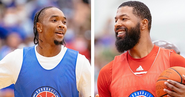 Devonte' Graham, left, and Markieff Morris were two of the stars of the 2021 Rock Chalk Roundball Classic which took place on Thursday, Aug. 5, 2021 at Free State High. 