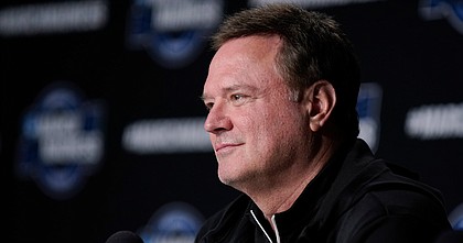 Kansas head coach Bill Self takes questions from media members a press conference on Thursday, March 24, 2022 at United Center in Chicago.