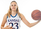 Zsofia Telegdy, an incoming freshman from Budapest, Hungary, poses for a portrait during her official visit to Kansas in October 2021.