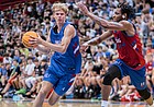 Kansas forward Gradey Dick drives the ball during the team scrimmage at the annual Bill Self Basketball Camp on Wednesday, June 8, 2022 at Allen Fieldhouse. 