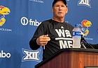 Kansas football coach Lance Leipold meets with the media on Tuesday, Sept. 20, 2022, at Mrkonic Auditorium inside the Anderson Family Football Complex to preview KU's Week 4 showdown with unbeaten Duke. 