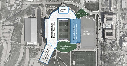 A concept site plan created by KU shows development possibilities at and around the university's football stadium.