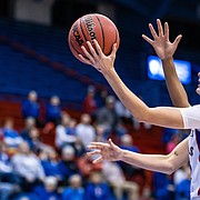 Kansas guard Holly Kersgieter fires a shot to the basket with her left hand during the Jayhawks' home game against Texas A&M on Wednesday, Nov. 30, 2022 at Allen Fieldhouse. 