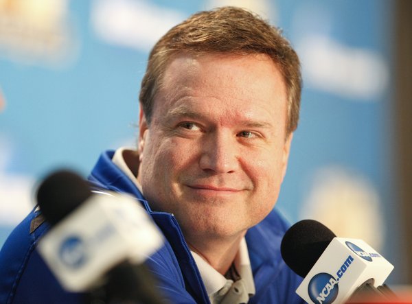 Kansas head coach Bill Self takes questions during a press conference on Sunday, April 1, 2012 at the Superdome.