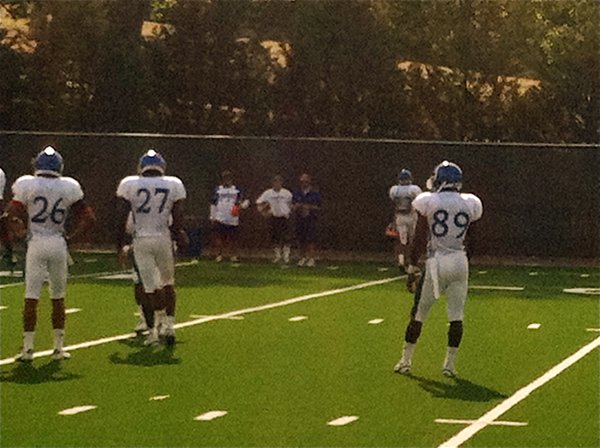 JaCorey Shepherd (89) waits for his turn during defensive back drills as the beginning of Wednesday's practice. 