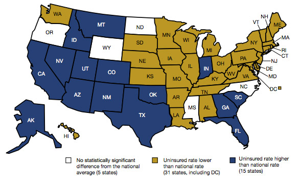 Fewer Uninsured Children In Kansas Now Khi News Service Wellcommons States In Gold Have Uninsured Rates For Children Lower Than The National Average