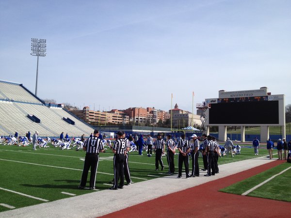 Tuesday's KU football practice was open to the media for the first time this spring. 