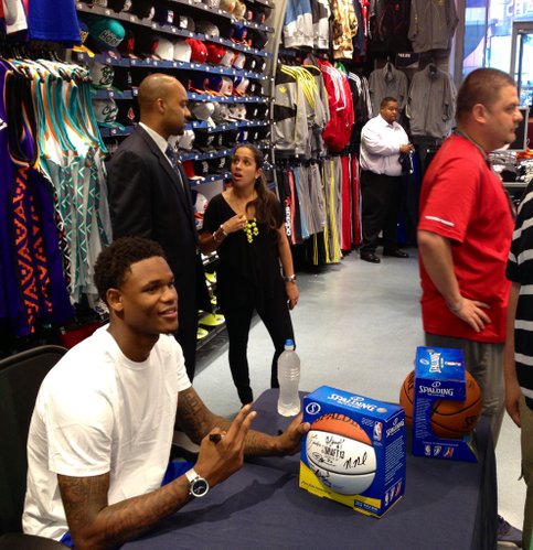 Ben McLemore poses for a photo after signing an autograph at Champs Sports in Times Square in New York City on Wednesday. Photo by Matt Tait.
