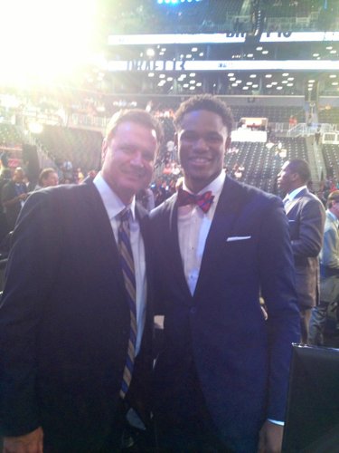 Kansas coach Bill Self and guard Ben McLemore pose for a photo before the draft.