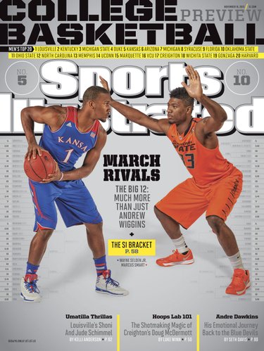 One of four regional covers for Sports Illustrated's 2013-14 college basketball preview issue, the Big 12 version features Kansas University freshman Wayne Selden and Oklahoma State sophomore Marcus Smart.
