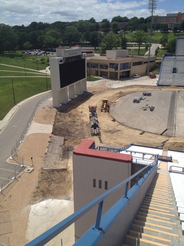 Here's a look from the top of the east stands down at the scoreboard area behind the south end zone. 