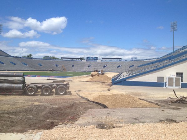 Here's a view from inside the stadium, looking toward the north end of the field from the south end zone. 