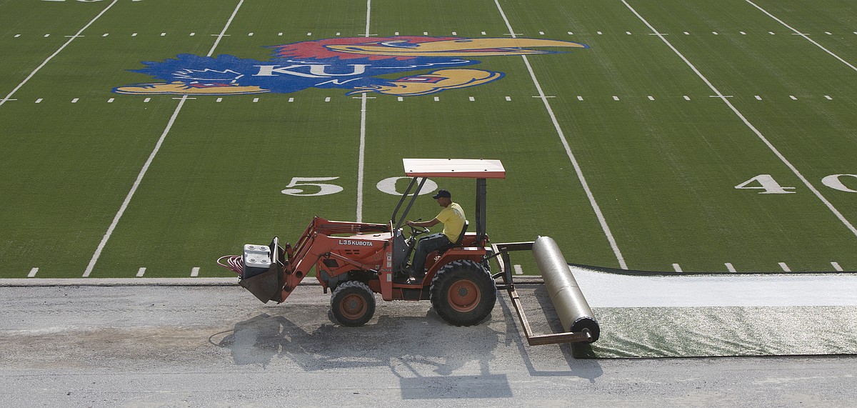 Turf installation at Memorial Stadium | KUsports.com