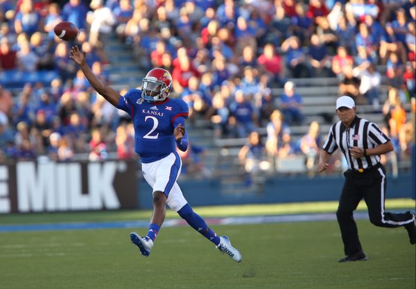 Kansas quarterback Montell Cozart throws against Southeast Missouri State during the first quarter on Saturday, Sept. 6, 2014 at Memorial Stadium.