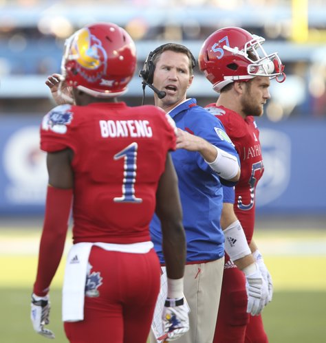Kansas defensive coordinator Clint Bowen will take over as interim head coach until a replacement for Charlie Weis is found.