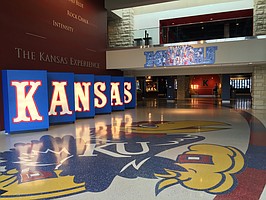 Just inside the front doors of Allen Fieldhouse on the University of Kansas campus. The Booth Family Hall of Athletics is home to KU's national championship trophies, the KU Athletics Hall of Fame and other exhibits.