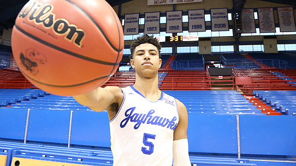 Five-star guard Quentin Grimes, from The Woodlands, Texas, signed a National Letter of Intent to play men's basketball at the University of Kansas on Wednesday, Nov. 15, 2017. 