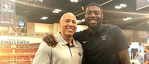 Kansas basketball director of student-athlete development Fred Quartlebaum and Villanova forward Eric Paschall, both from Hobbs Ferry, N.Y., reunite at Final Four weekend, before the Jayhawks take on the Wildcats in the 2018 national semifinals.