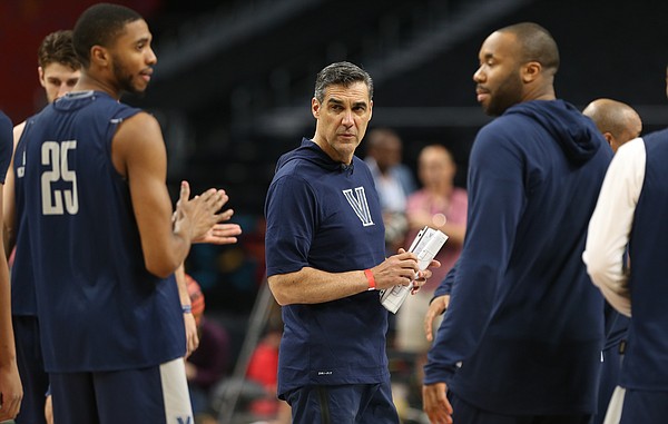 Villanova head coach Jay Wright watches over his practice on Friday, March 30, 2018 at the Alamodome in San Antonio, Texas.