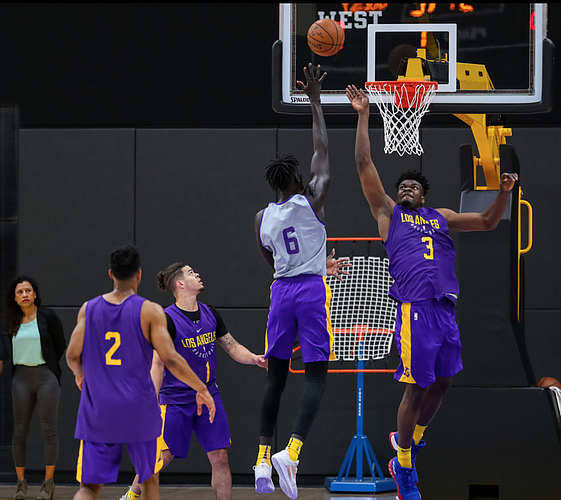 Udoka Azubuike participates in 3-on-3 scrimmages at the Los Angeles Lakers pre-draft workout in El Segundo, Calif. (Photo by Ty Nowell, Los Angeles Lakers/nba.com) 