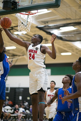 Dante N'Faly, a 6-foot-11, 225-pound center, from the Class of 2020, already has been offered scholarships by Kansas and Kentucky. (Photo by Darryl Woods/810 Varsity)