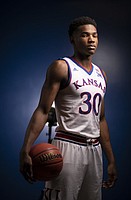 Kansas guard Ochai Agbaji is pictured on Media Day, Wednesday, Oct. 10, 2018 at Allen Fieldhouse.