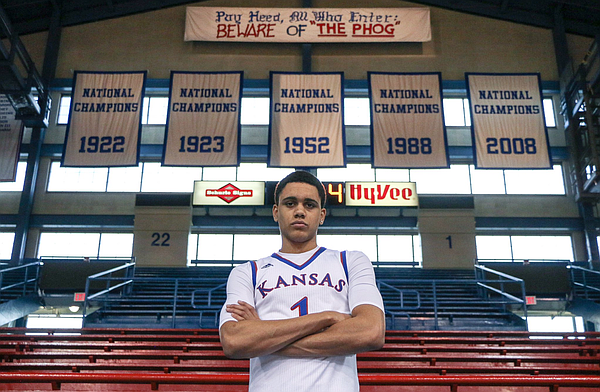 Four-star Class of 2019 prospect Tristan Enaruna attached this photo to the Twitter message he sent announcing his commitment to Kansas on Tuesday, May 7, 2019. Enaruna is a 6-foot-9, 205-pound forward from Netherlands who played his high school ball at Wasatch Academy in Mount Pleasant, Utah. 