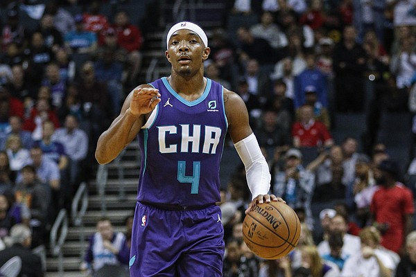 Charlotte Hornets guard Devonte' Graham brings the ball up court against the Chicago Bulls in the second half of an NBA basketball game in Charlotte, N.C., Wednesday, Oct. 23, 2019. Charlotte won 126-125. (AP Photo/Nell Redmond)

