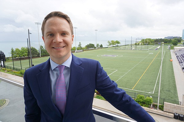 Newly named University of Kansas Athletic Director Travis Goff, is shown at his former school, Northwestern, where he served as the Wildcats' Deputy AD since 2012. Goff graduated from KU in 2002 and was hired by KU Chancellor Douglas Girod on April 5, 2021. 