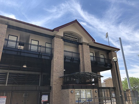 The front entrance to Hoglund Ballpark, home of Kansas baseball, is shown here in this June 2020 photo. 