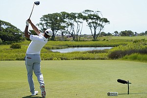 Gary Woodland tees off on the third hole during the second round of the PGA Championship golf tournament on the Ocean Course Friday, May 21, 2021, in Kiawah Island, S.C. 


