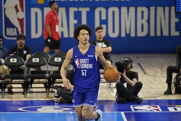Jalen Wilson participates in the NBA basketball draft combine at the Wintrust Arena Friday, May 20, 2022, in Chicago. (AP Photo/Charles Rex Arbogast)