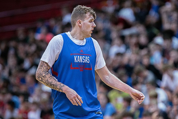 Forward Cam Martin waits for a pass during the team scrimmage at the annual Bill Self Basketball Camp on Wednesday, June 8, 2022 at Allen Fieldhouse. 